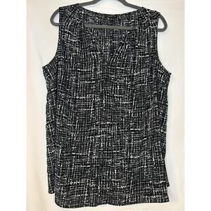 Lane Bryant Women's Plus Size 18 Blouse Top Sleeveless Black Geometric Polyester